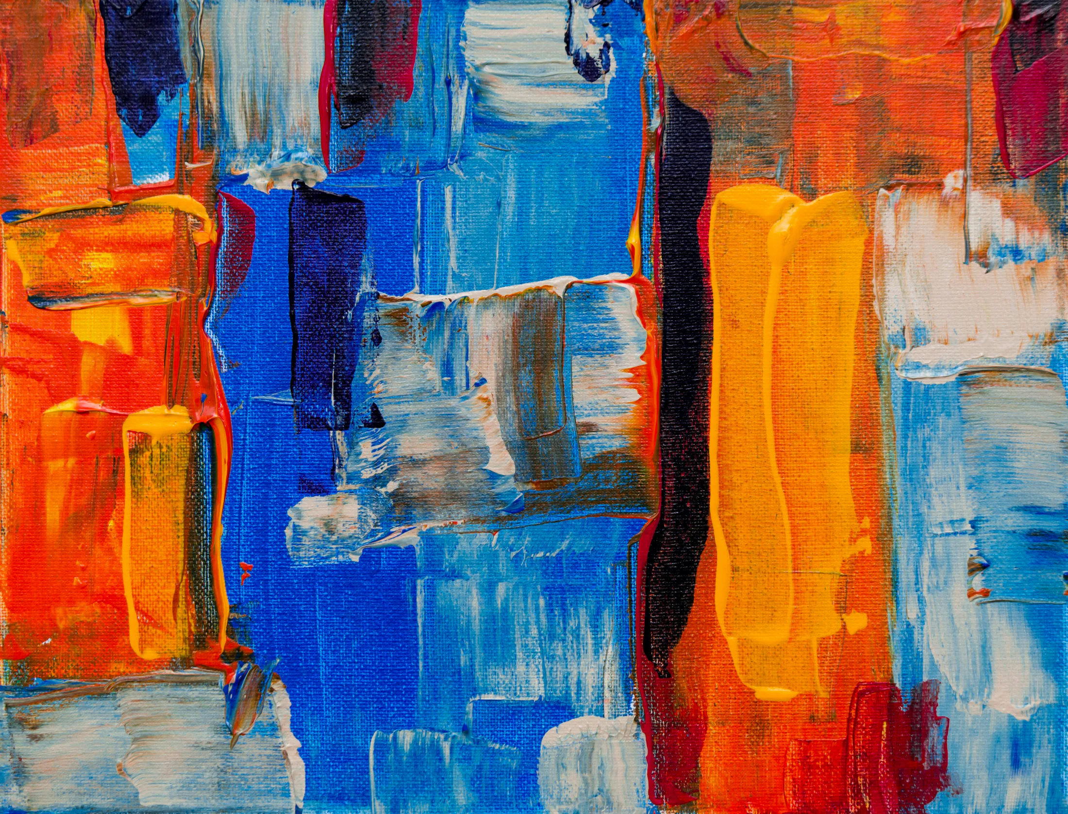 Orange and blue abstract bars suggesting structured collection records