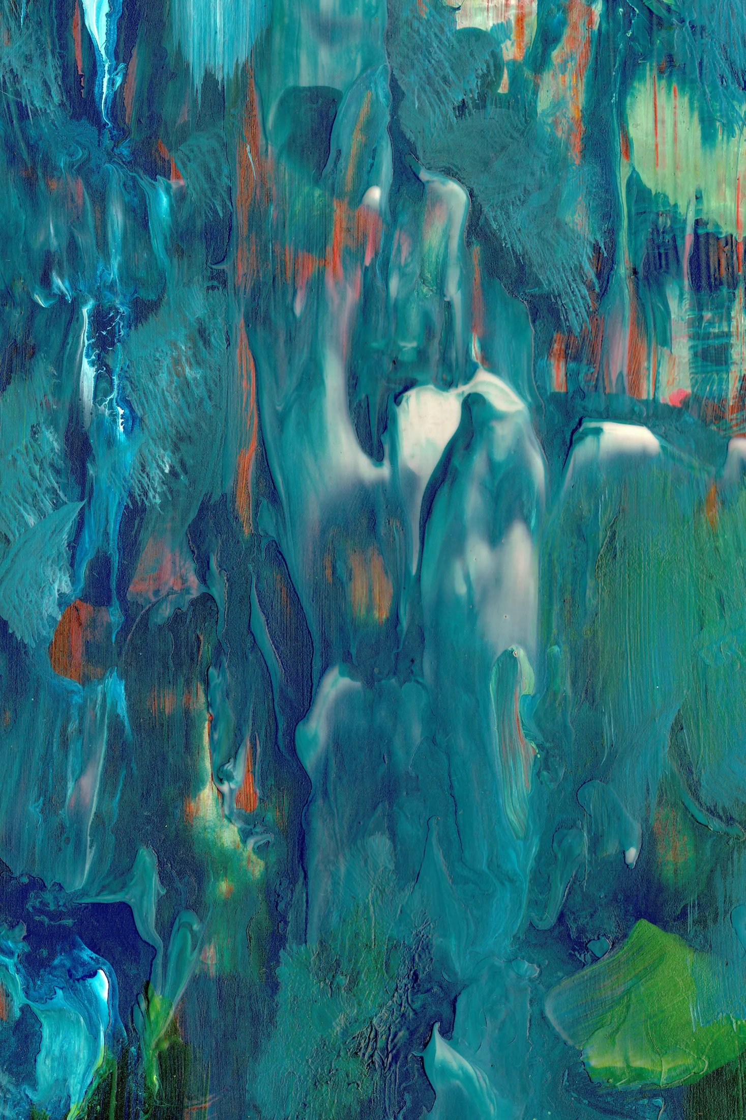 Layered teal abstract paint texture